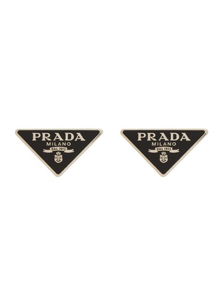 Main View - Click To Enlarge - PRADA - Triangular Logo Sterling Silver Stud Earrings