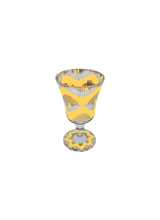 Main View - Click To Enlarge - LES OTTOMANS - Yellow Patterned Footed Glass