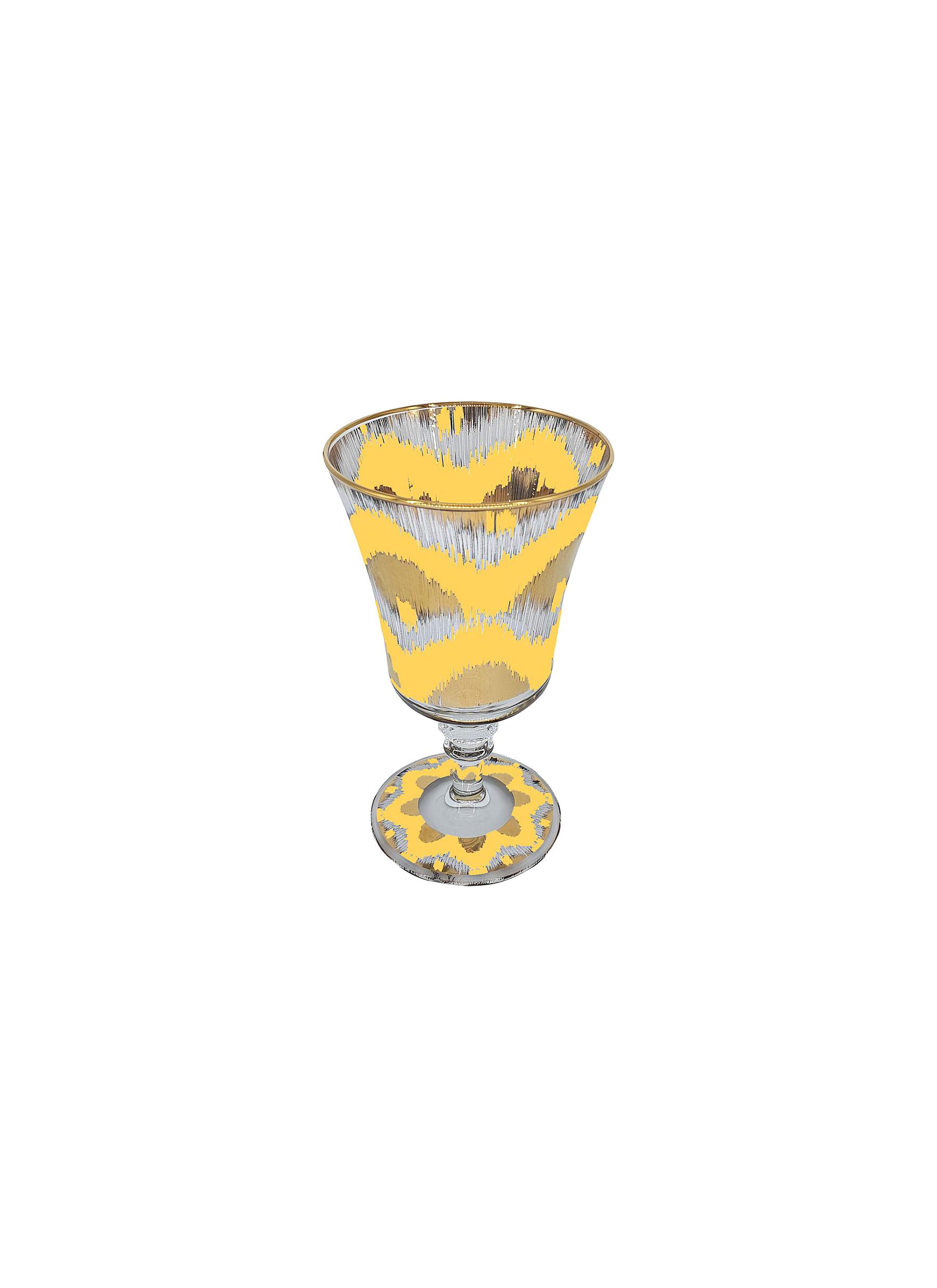 Les Ottomans Yellow Patterned Footed Glass In Gold Yellow