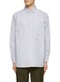 Main View - Click To Enlarge - NANAMICA - Round Logo Striped Cotton Blend Long-Sleeved Shirt