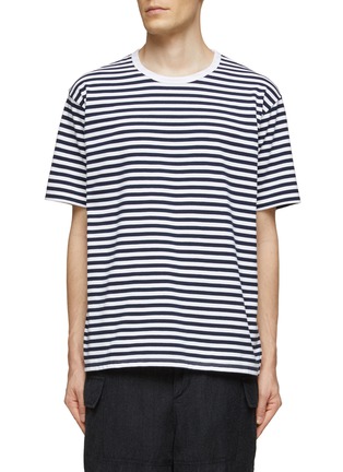 Main View - Click To Enlarge - NANAMICA - Striped Cotton Blend Short-Sleeved Crewneck T-Shirt
