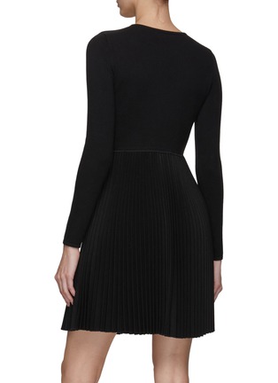 Back View - Click To Enlarge - THEORY - LONG SLEEVE CREWNECK PLEATED DRESS