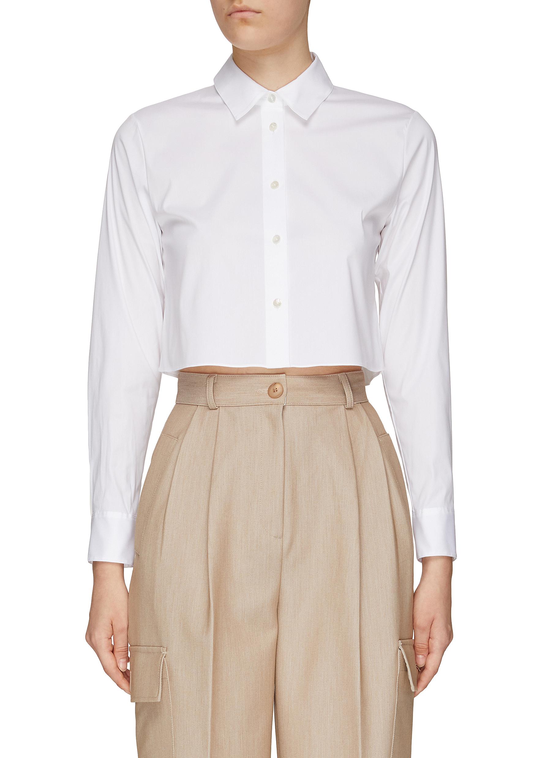 CROPPED CLASSIC BUTTON DOWN SHIRT