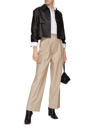 Figure View - Click To Enlarge - THEORY - Cropped Leather Button-Up Trench Jacket