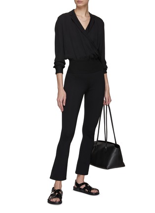 Figure View - Click To Enlarge - THEORY - WRAP EFFECT V-NECK LONG SLEEVE RIBBED KNIT HEM TOP