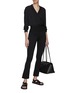 Figure View - Click To Enlarge - THEORY - WRAP EFFECT V-NECK LONG SLEEVE RIBBED KNIT HEM TOP
