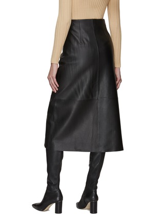 Back View - Click To Enlarge - THEORY - MIDI LEATHER PENCIL SKIRT