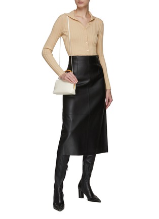 Figure View - Click To Enlarge - THEORY - MIDI LEATHER PENCIL SKIRT