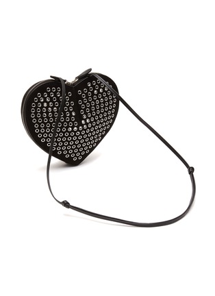 Detail View - Click To Enlarge - ALAÏA - ‘Le Coeur’ Eyelet Appliqué Heart Shaped Suede Crossbody Bag
