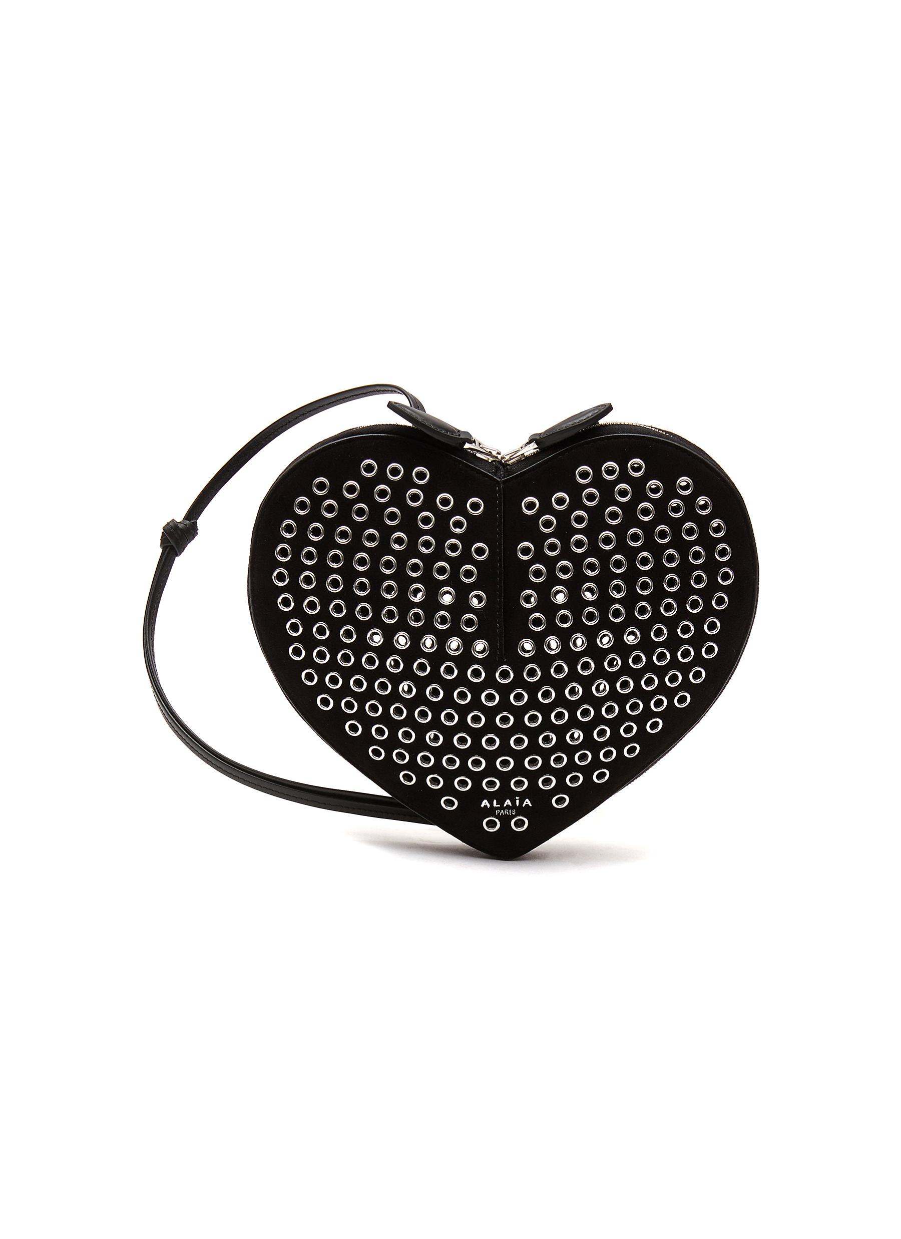 â€˜Le Coeur’ Eyelet AppliquÃ© Heart Shaped Suede Crossbody Bag