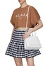 Front View - Click To Enlarge - ALAÏA - ‘MINA’ LOGO PERFORATED DETAIL CALFSKIN LEATHER TOTE BAG