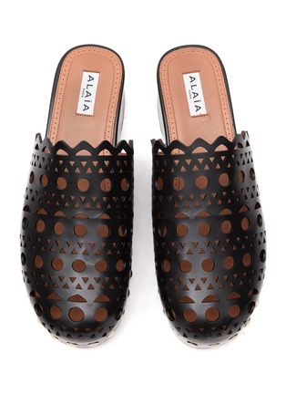 Detail View - Click To Enlarge - ALAÏA - Perforated Calfskin Leather Clogs