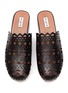 Detail View - Click To Enlarge - ALAÏA - Perforated Calfskin Leather Clogs