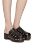 Figure View - Click To Enlarge - ALAÏA - Perforated Calfskin Leather Clogs