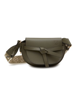 Main View - Click To Enlarge - LOEWE - ‘Gate Dual’ Logo Jacquard Strap Calfskin Leather Mini Crossbody Bag