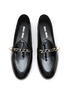 Detail View - Click To Enlarge - MIU MIU - ‘PANTOFOLA’ CHAIN EMBELLISHED PATENT LEATHER LOAFERS