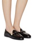 Figure View - Click To Enlarge - MIU MIU - ‘PANTOFOLA’ CHAIN EMBELLISHED PATENT LEATHER LOAFERS