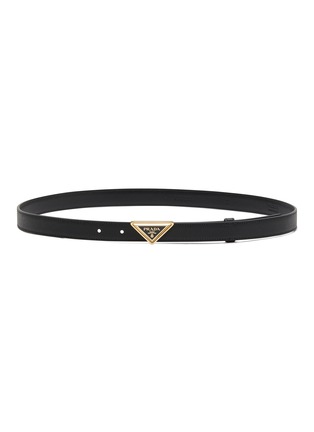 Main View - Click To Enlarge - PRADA - Triangular Metal Logo Buckle Saffiano Leather Belt