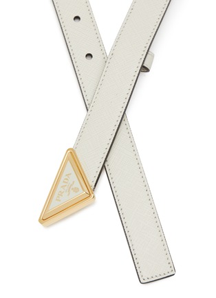 Detail View - Click To Enlarge - PRADA - Triangular Metal Logo Buckle Saffiano Leather Belt