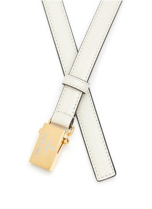 Detail View - Click To Enlarge - PRADA - Logo Plaque Buckle Saffiano Leather Belt