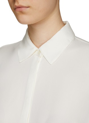 Detail View - Click To Enlarge - FRAME - 10th Anniversary Tie Neck Silk Long-Sleeved Blouse