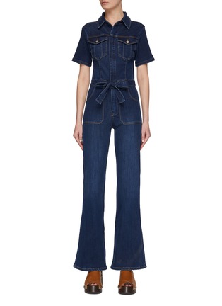 Main View - Click To Enlarge - FRAME - 10TH ANNIVERSARY FLARE DE FRANCOISE MEDIUM WASH JUMPSUIT