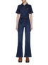 Main View - Click To Enlarge - FRAME - 10TH ANNIVERSARY FLARE DE FRANCOISE MEDIUM WASH JUMPSUIT