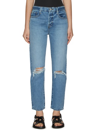 Main View - Click To Enlarge - FRAME - ‘LE ORIGINAL’ 10TH ANNIVERSARY DISTRESSED DETAIL MID RISE STRAIGHT LEG JEANS