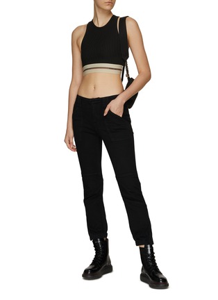 Figure View - Click To Enlarge - FRAME - MID RISE ELASTICATED ZIPPER DETAIL CUFFED JEANS