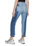 Back View - Click To Enlarge - FRAME - ‘Nouveau Le Mix’ Raw Step Hem Two Toned Cropped Jeans