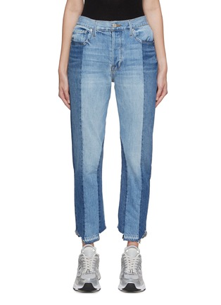 Main View - Click To Enlarge - FRAME - ‘Nouveau Le Mix’ Raw Step Hem Two Toned Cropped Jeans