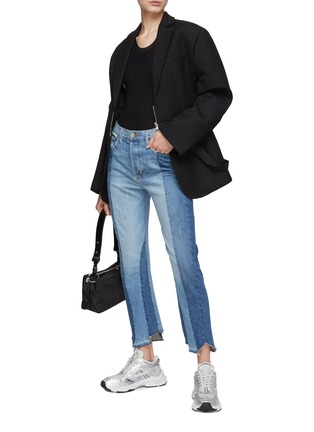 Figure View - Click To Enlarge - FRAME - ‘Nouveau Le Mix’ Raw Step Hem Two Toned Cropped Jeans