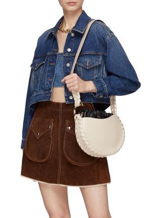 Figure View - Click To Enlarge - CHLOÉ - ‘Mate’ Woven Trim Calfskin Leather Crossbody Bag