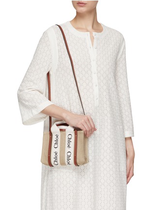 Front View - Click To Enlarge - CHLOÉ - ‘Woody’ Eco Canvas Mini Tote Bag