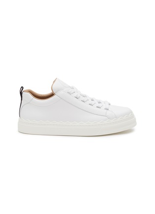 Main View - Click To Enlarge - CHLOÉ - ‘LAUREN’ LOW TOP LACE UP LOGO TAB LEATHER SNEAKERS