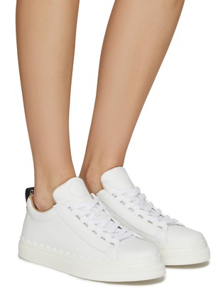 Figure View - Click To Enlarge - CHLOÉ - ‘LAUREN’ LOW TOP LACE UP LOGO TAB LEATHER SNEAKERS