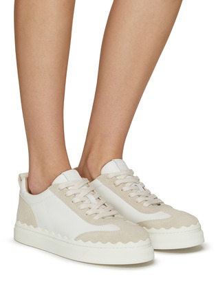Figure View - Click To Enlarge - CHLOÉ - ‘LAUREN’ LOW TOP LACE UP SUEDE LEATHER SNEAKERS