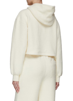 Back View - Click To Enlarge - FENG CHEN WANG - 3D Logo Sherpa Cropped Drawstring Hoodie