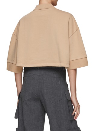 Back View - Click To Enlarge - FENG CHEN WANG - PLANT DYED DECONSTRUCTED CROPPED POLO SHIRT