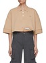 Main View - Click To Enlarge - FENG CHEN WANG - PLANT DYED DECONSTRUCTED CROPPED POLO SHIRT