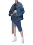 Figure View - Click To Enlarge - FENG CHEN WANG - Double Waistband Two-Toned Denim Skirt