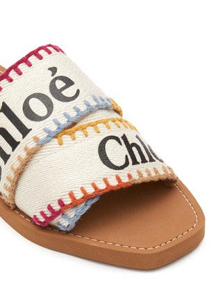 Detail View - Click To Enlarge - CHLOÉ - ‘Woody’ Multi-Coloured Stitching Branded Strap Flats