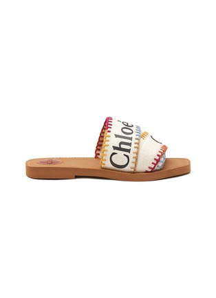 Main View - Click To Enlarge - CHLOÉ - ‘Woody’ Multi-Coloured Stitching Branded Strap Flats
