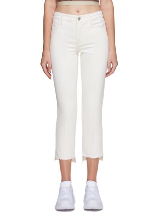 Main View - Click To Enlarge - FRAME - ‘Le High Straight’ Raw Step Hem Cropped Jeans
