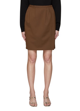 Main View - Click To Enlarge - THEORY - PLEATED DETAIL SIDE SLIT MINI SKIRT
