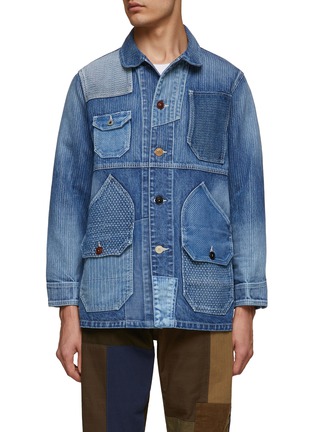 Main View - Click To Enlarge - FDMTL - PATCHWORK COVERALL 3 YEAR WASH DENIM JACKET