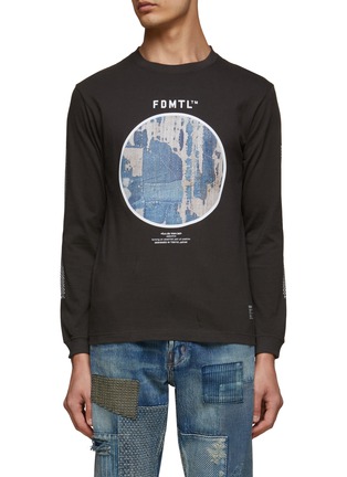 Main View - Click To Enlarge - FDMTL - Circle Boro Print Cotton Long Sleeve T-Shirt