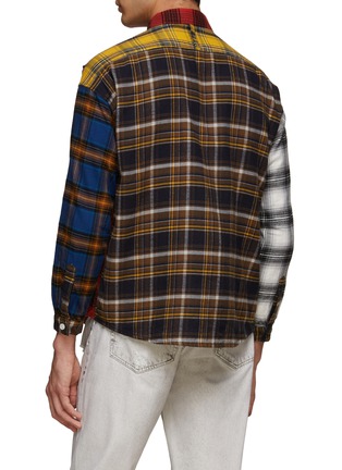 Back View - Click To Enlarge - FDMTL - Colour Blocking Plaid Stripe Cotton Shirt
