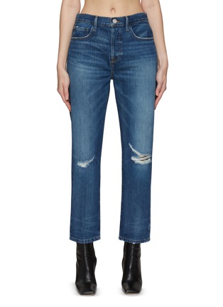 Main View - Click To Enlarge - FRAME - ‘Le Original’ Ripped Knee Cropped Jeans