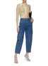 Figure View - Click To Enlarge - FRAME - High Rise Medium Washed Denim Cargo Pants
